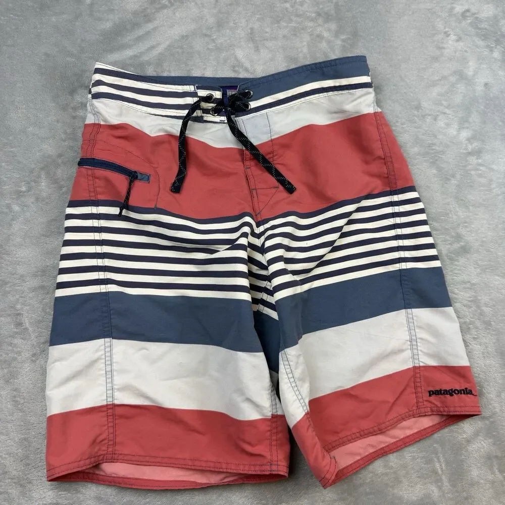 Patagonia Mens Board Shorts 30 Striped Surf Swim Trunks Multicolor Wavefarer